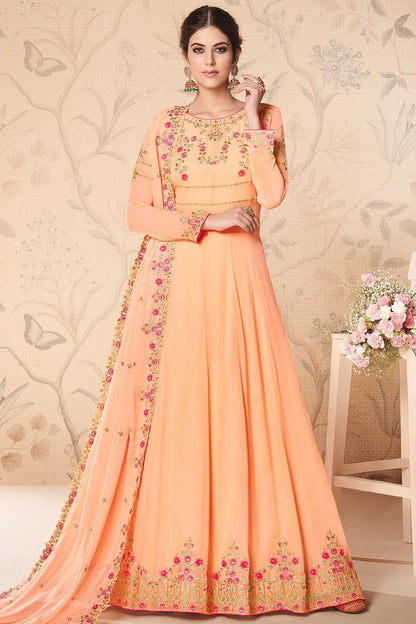 Light Peach Designer Anarkali Suit
