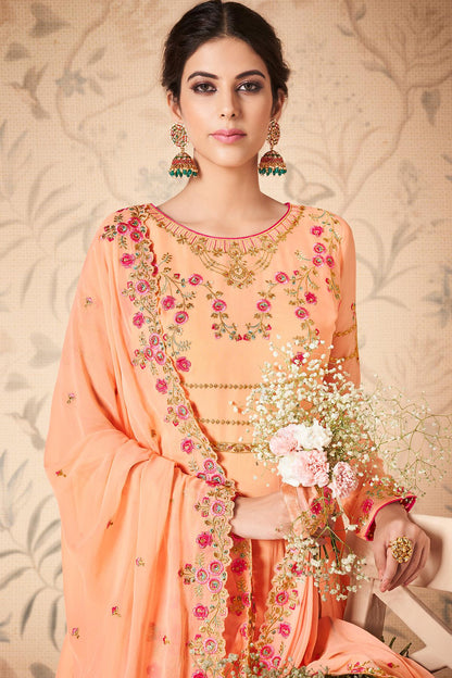Light Peach Designer Anarkali Suit