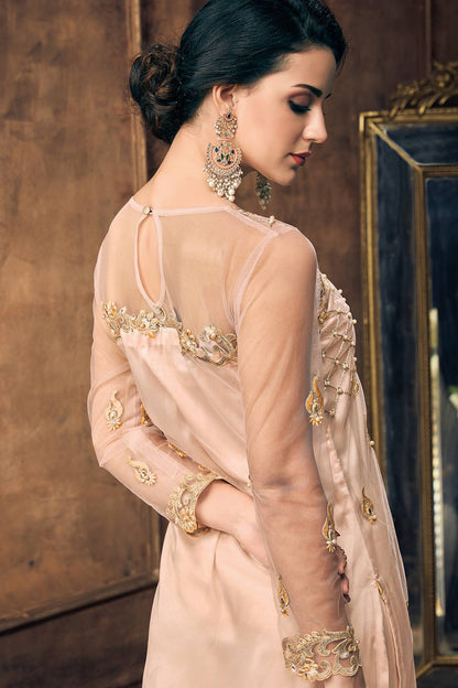 Light Peach Designer Straight Suit
