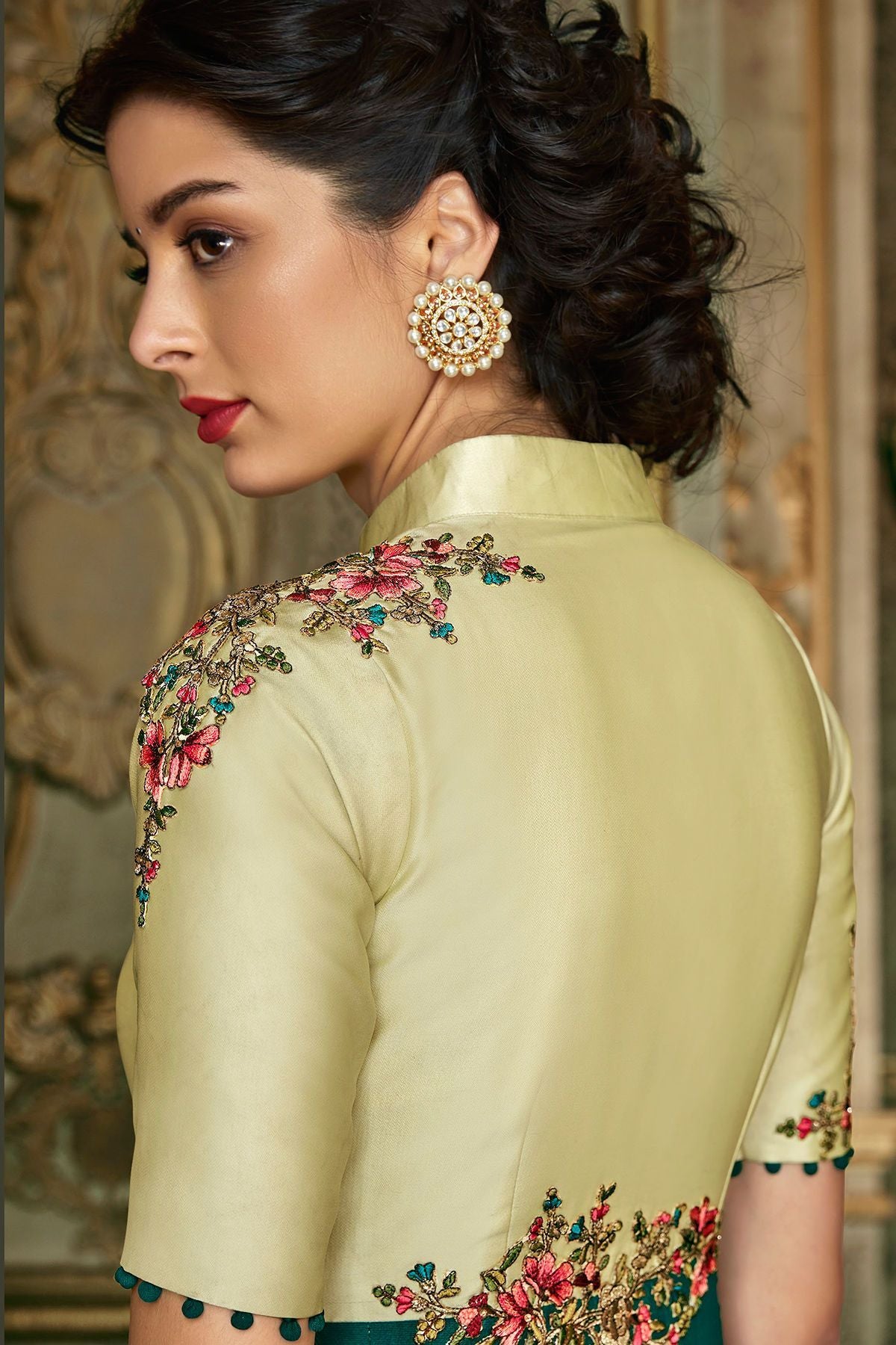 lime And Ocean Blue Party Wear Anarkali Suit