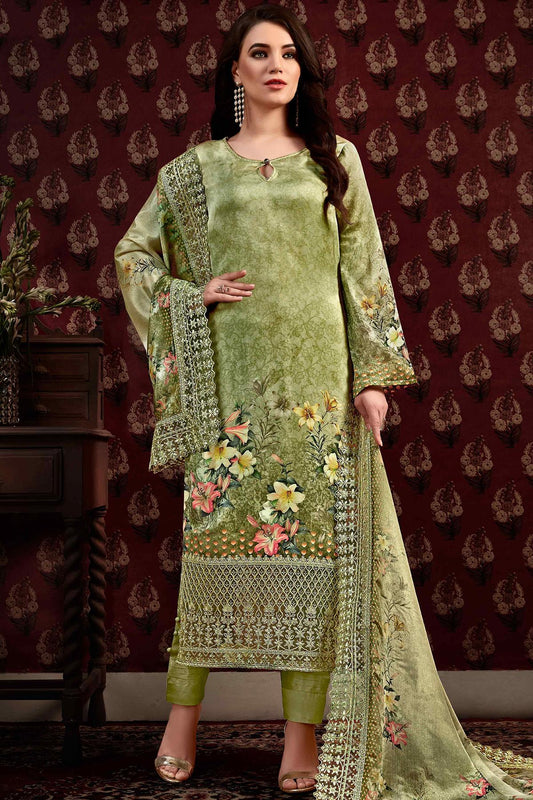 Lime Green Printed Casual Straight Cut Suit