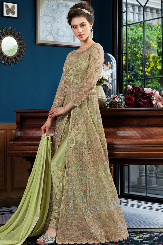 Liril Green Embroidered Designer Anarkali Suit