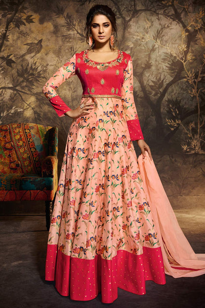 Magenta And Baby Pink Designer Gown