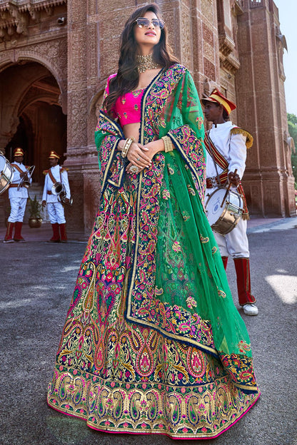 Magenta and Green Wedding Lehenga Choli Set