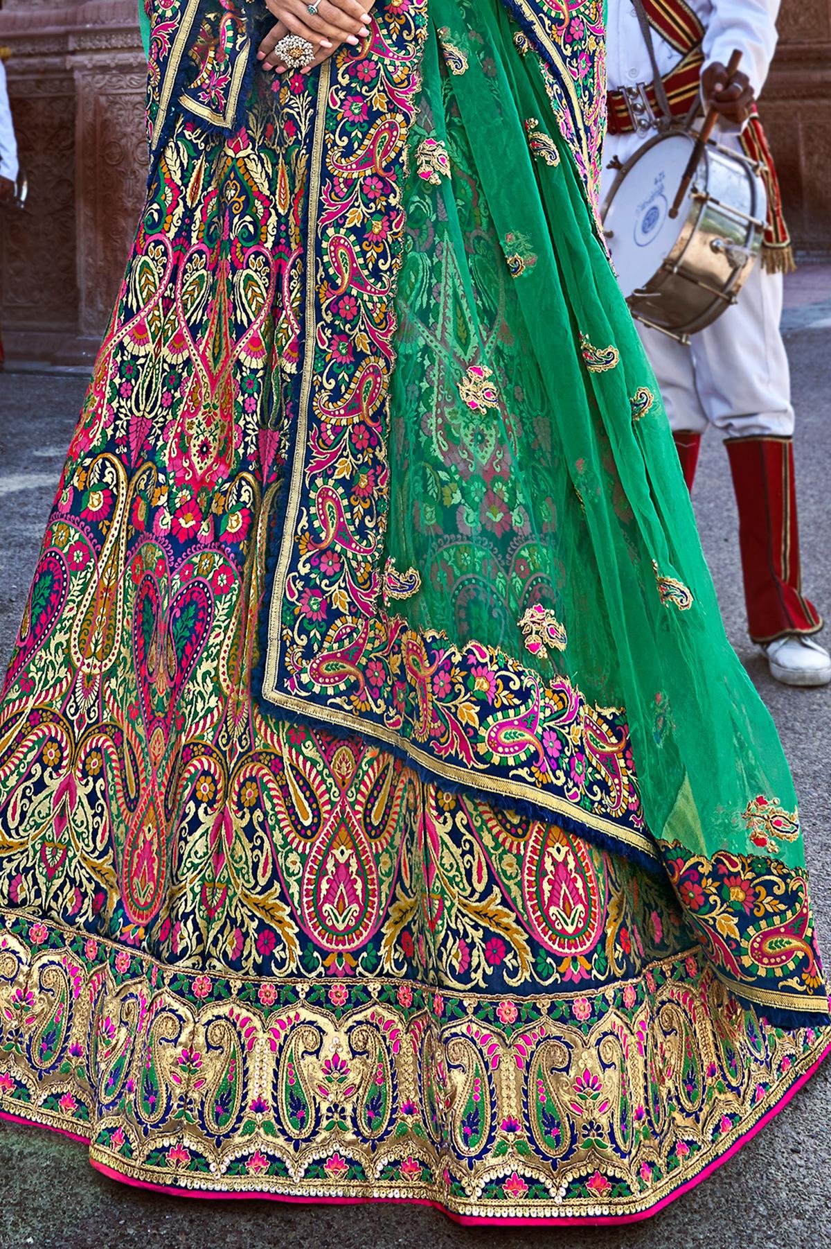 Magenta and Green Wedding Lehenga Choli Set