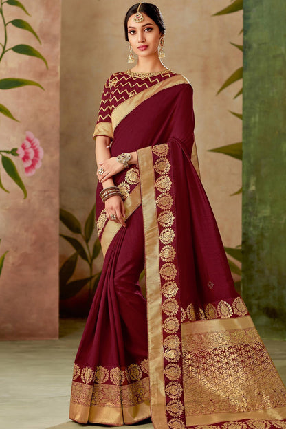 Purple Silk Saree with Silk Blouse