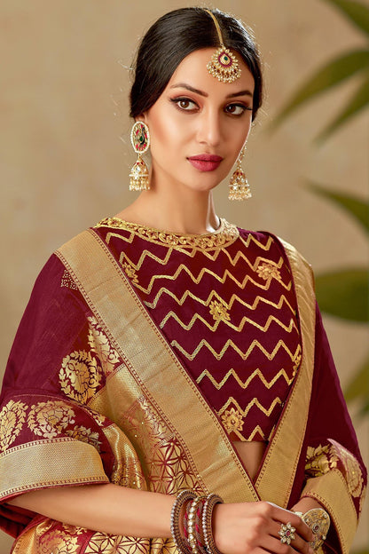 Purple Silk Saree with Silk Blouse