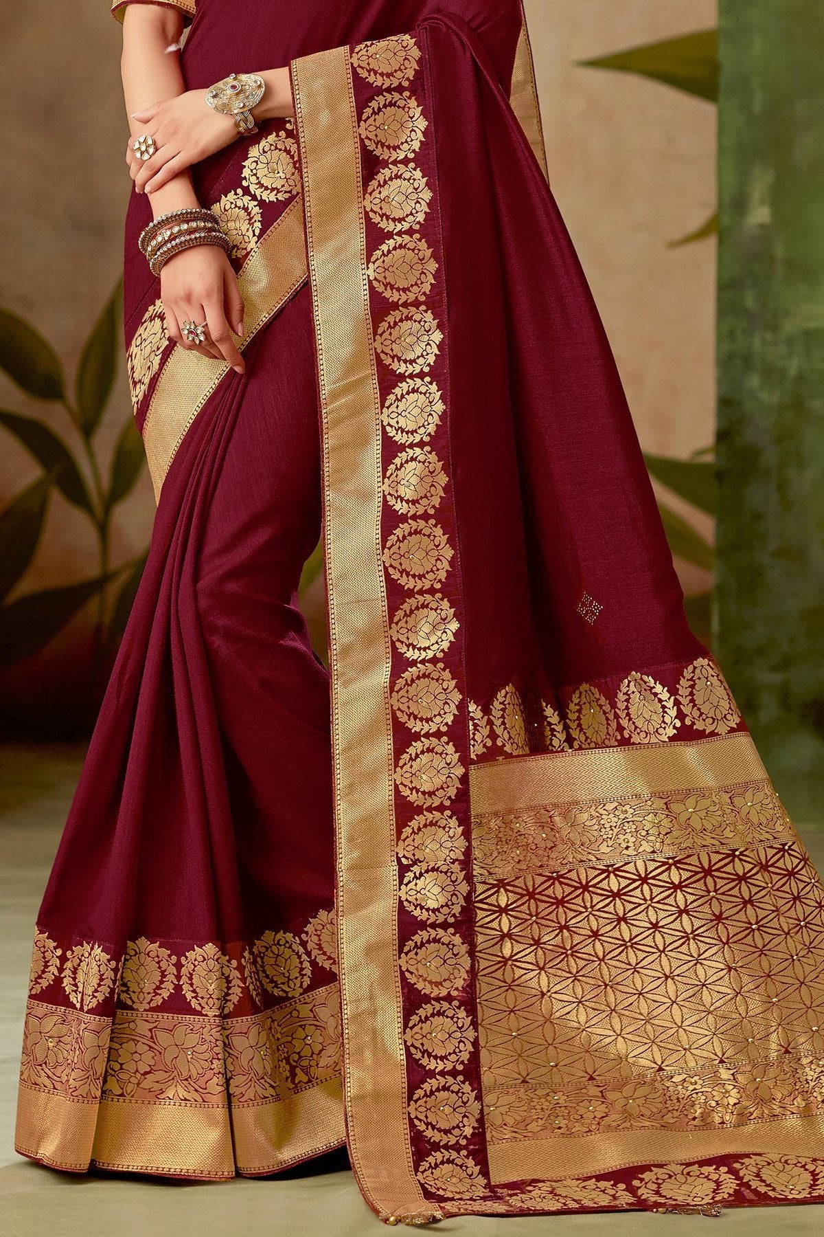 Purple Silk Saree with Silk Blouse