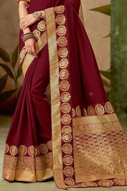 Purple Silk Saree with Silk Blouse