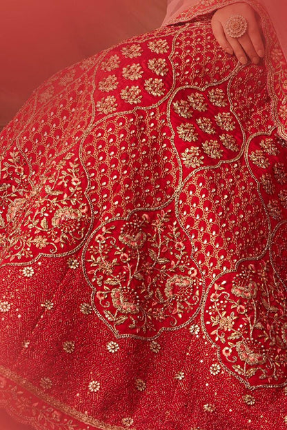Gorgeous Candy Red Silk Lehenga Set