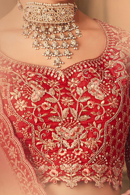Gorgeous Candy Red Silk Lehenga Set