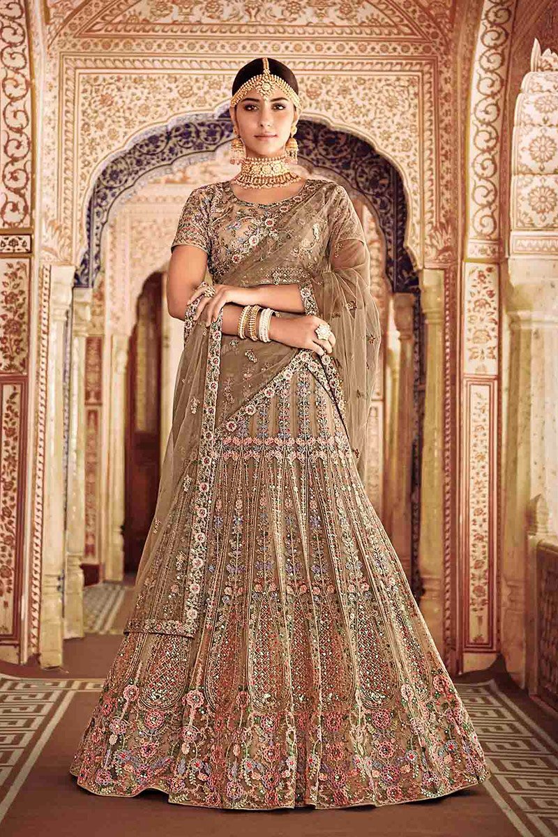 Gray Colored Party Wear Lehenga Set