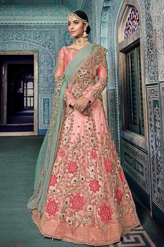 Baby Pink Colored Party Wear Lehenga Set