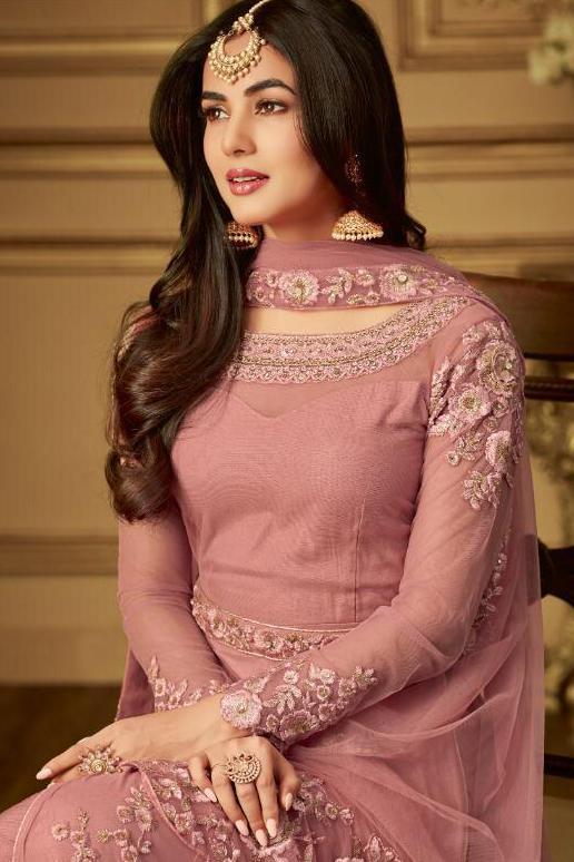Pink Blush Straight Cut Embroidered Anarkali Suit
