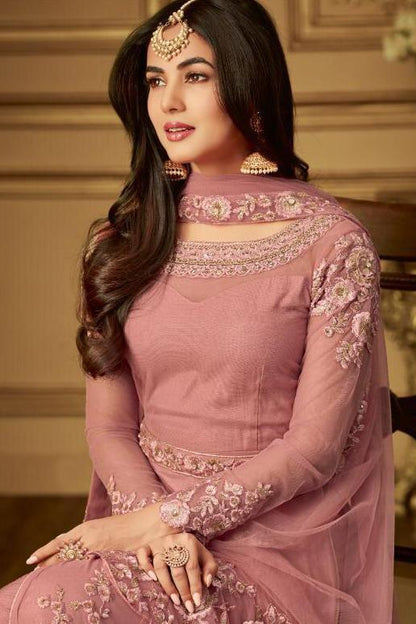 Pink Blush Straight Cut Embroidered Anarkali Suit