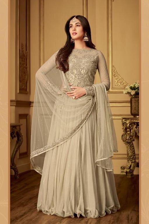 Beige Bling With Traditional Embroidered Detailed Anarkali Suit