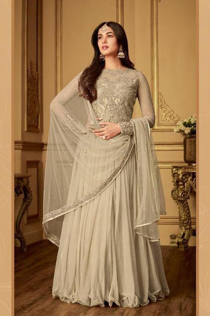 Beige Bling With Traditional Embroidered Detailed Anarkali Suit