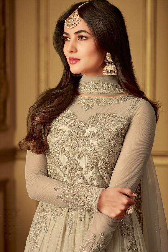 Beige Bling With Traditional Embroidered Detailed Anarkali Suit