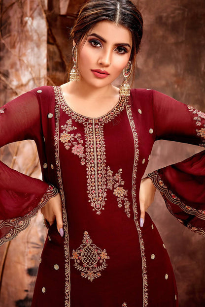 Maroon Designer Straight Cut Suit