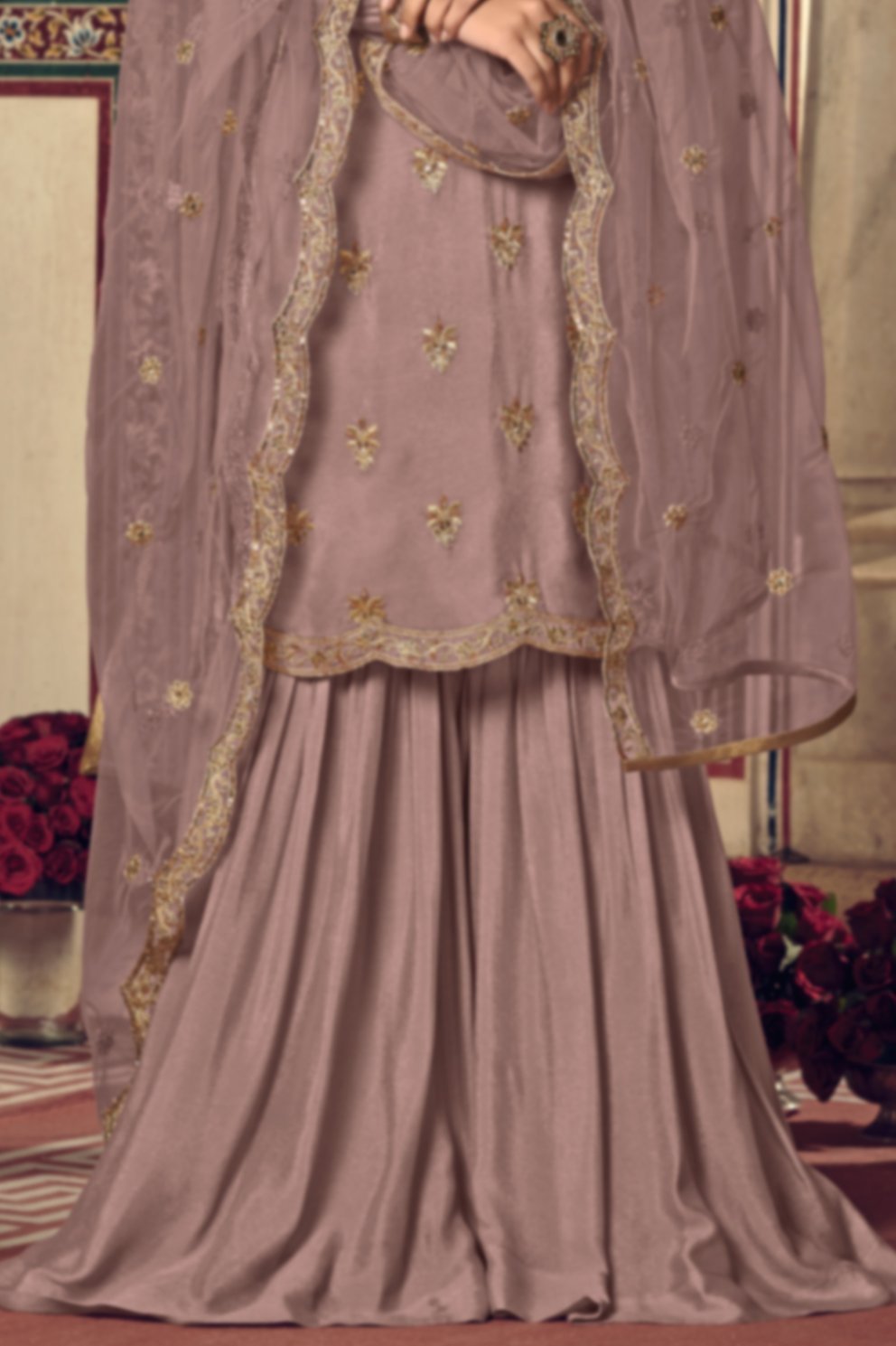 Gray Party Wear Sharara suit