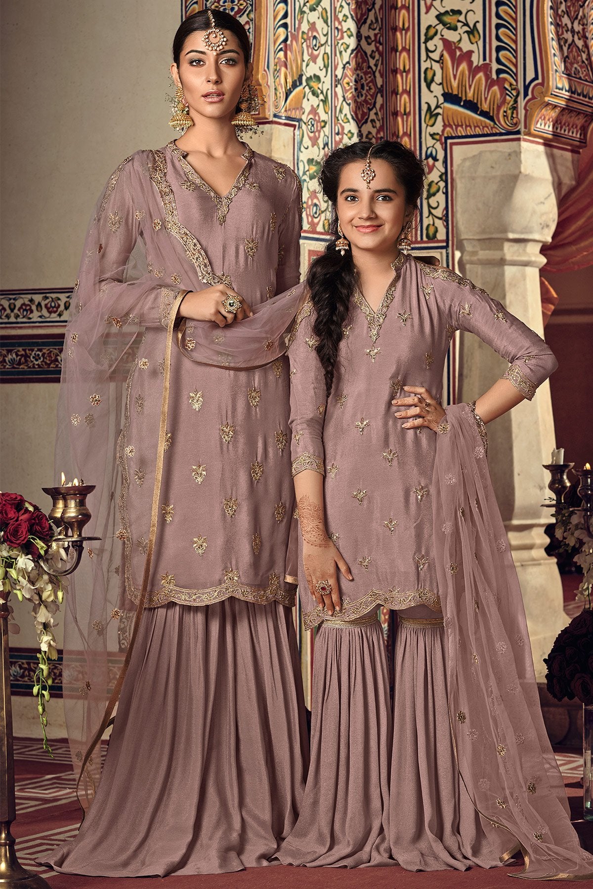Gray Party Wear Sharara suit