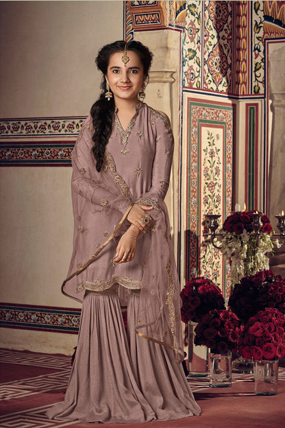 Gray Party Wear Sharara suit