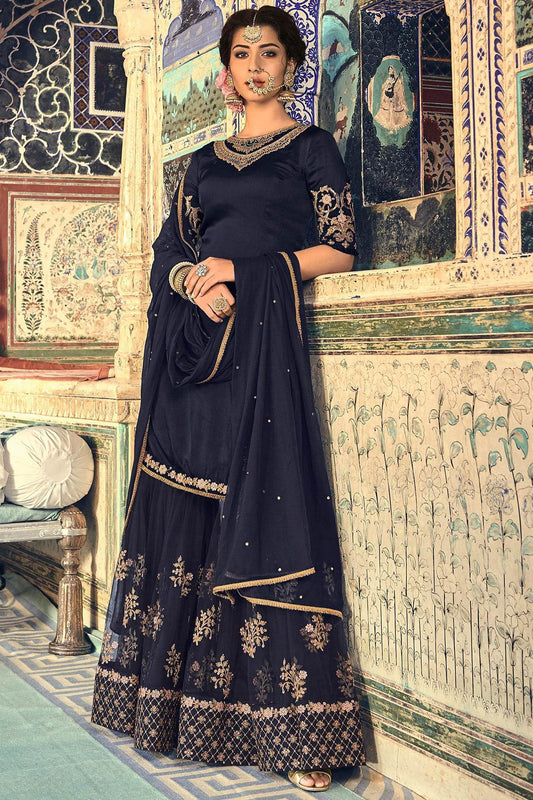 Blue Party Wear Sharara suit