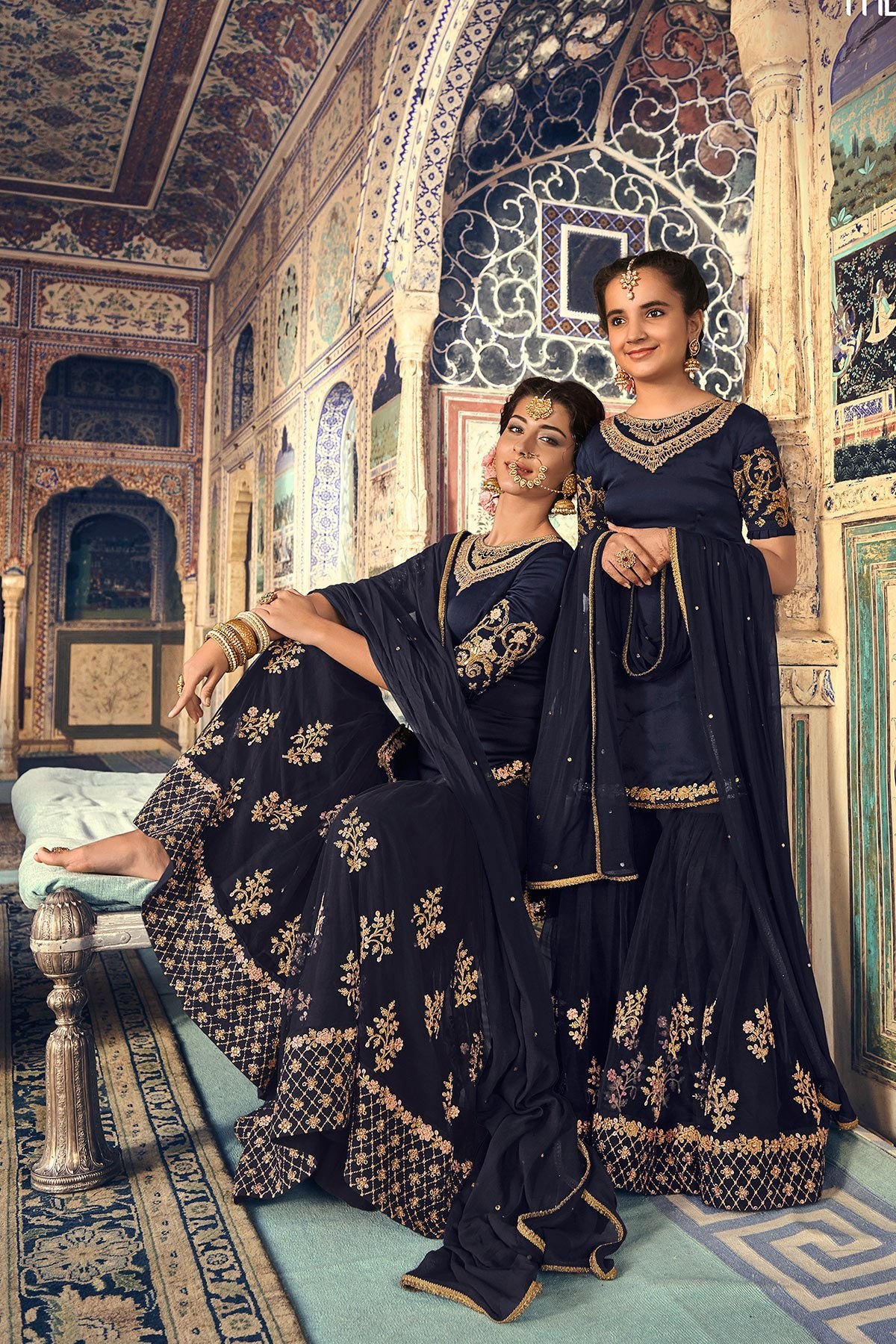 Blue Party Wear Sharara suit