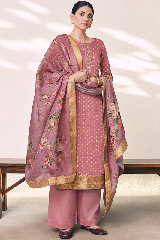 Mauve Casual Printed Straight Suit