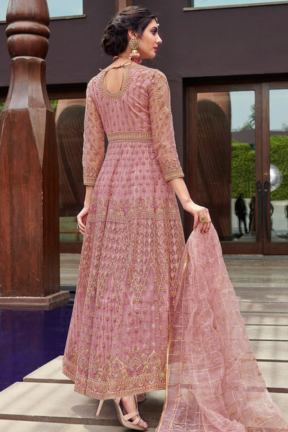 Mauve Embroidered Designer Anarkali Suit