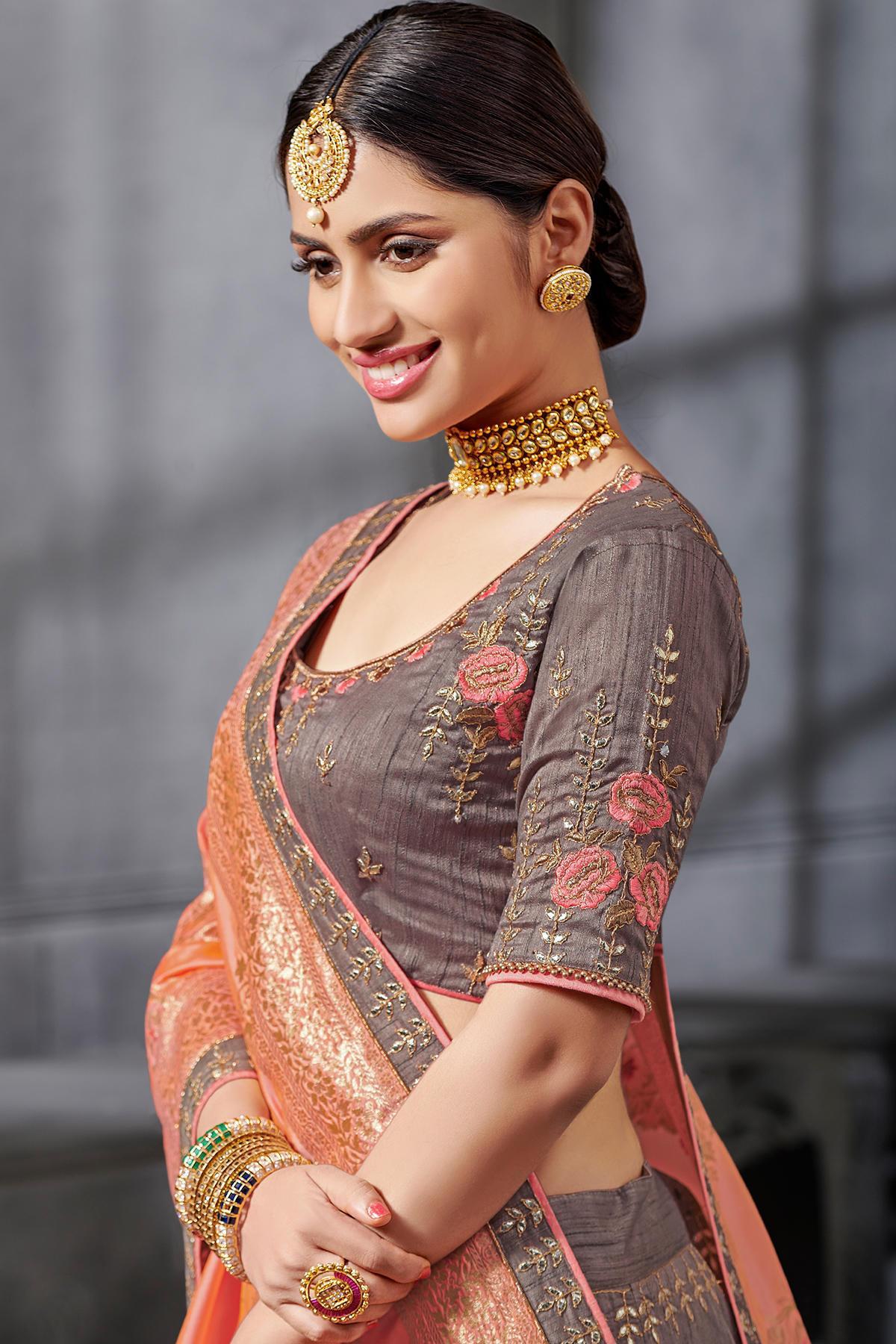 Mauve Grey Party Wear Silk Lehenga Choli