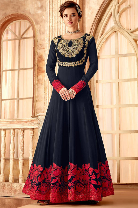 Midnight Blue Designer Party Wear Anarkali Suit