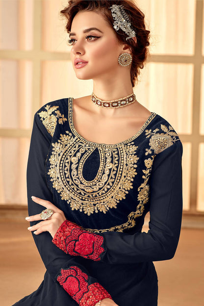 Midnight Blue Designer Party Wear Anarkali Suit
