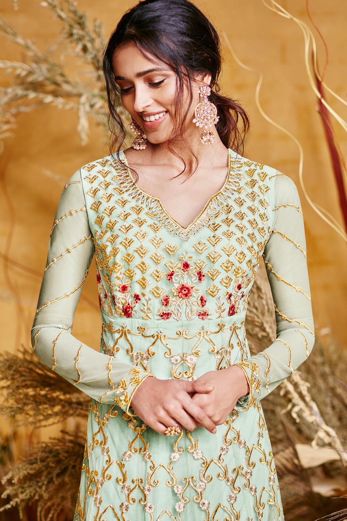 Mint Green Designer Anarkali Suit
