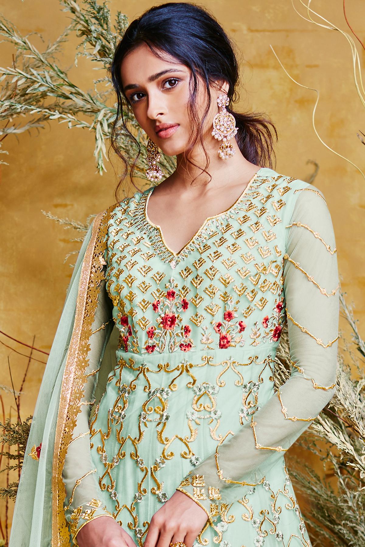 Mint Green Designer Anarkali Suit
