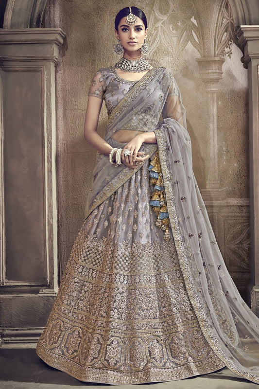 Gray color designer wear Lehenga set
