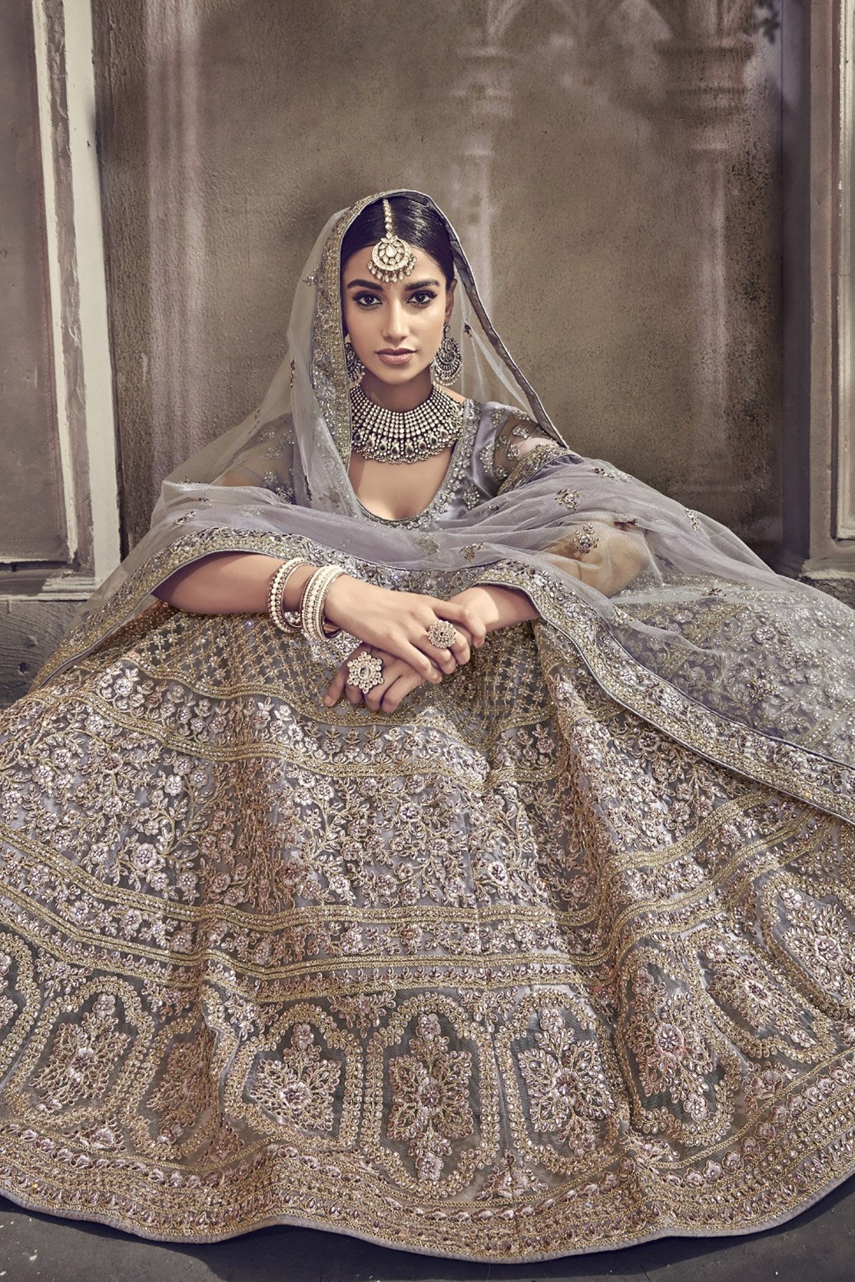 Gray color designer wear Lehenga set