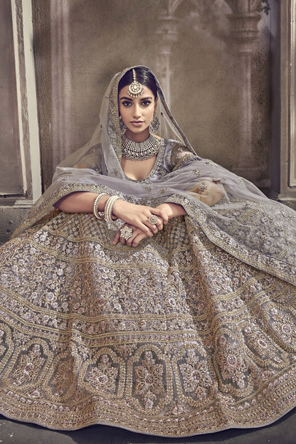 Gray color designer wear Lehenga set