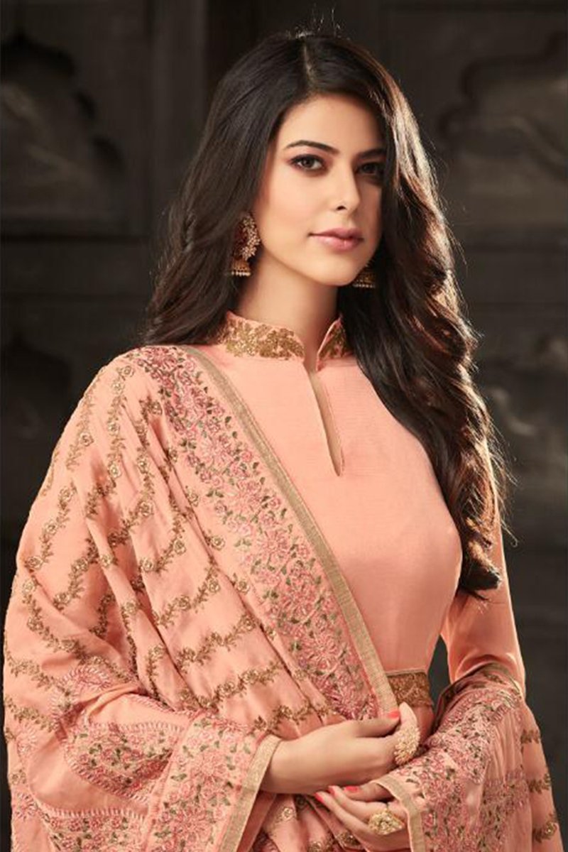 Lovely Orange Crepe georgette Party Wear Anarkali Suit