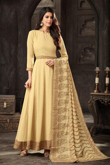 Stunning Yellow Crepe georgette Party Wear Anarkali Suit