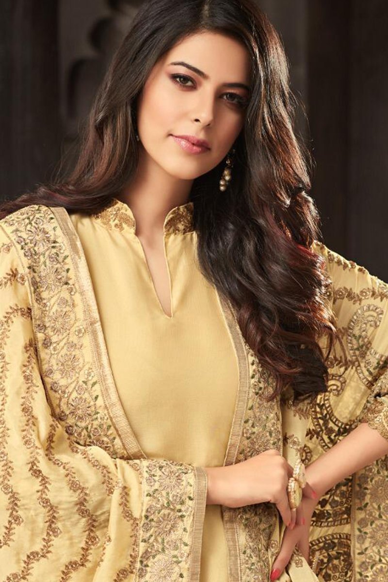 Stunning Yellow Crepe georgette Party Wear Anarkali Suit