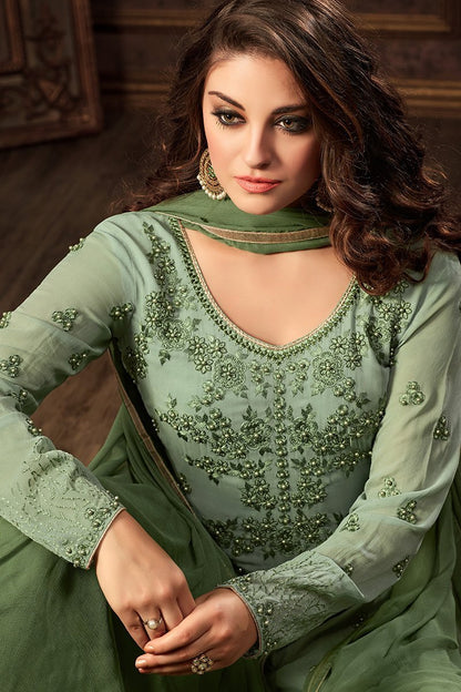 Pistacchio-Green Georgette suit