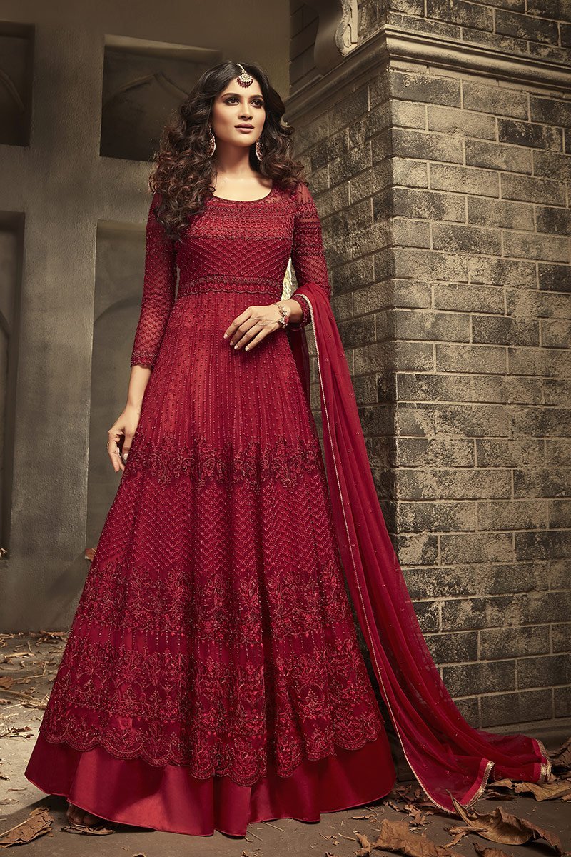Amazing Maroon Party Wear Anarkali Suit
