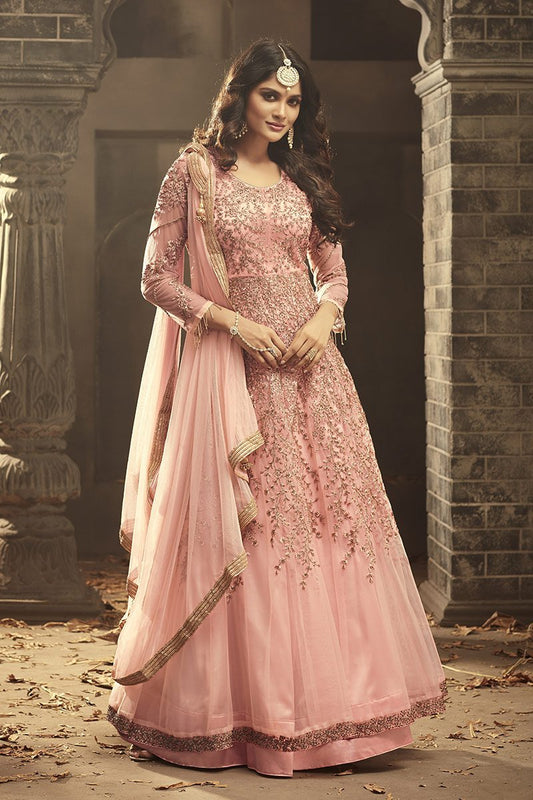 Lovely Pink Party Wear Anarkali Suit