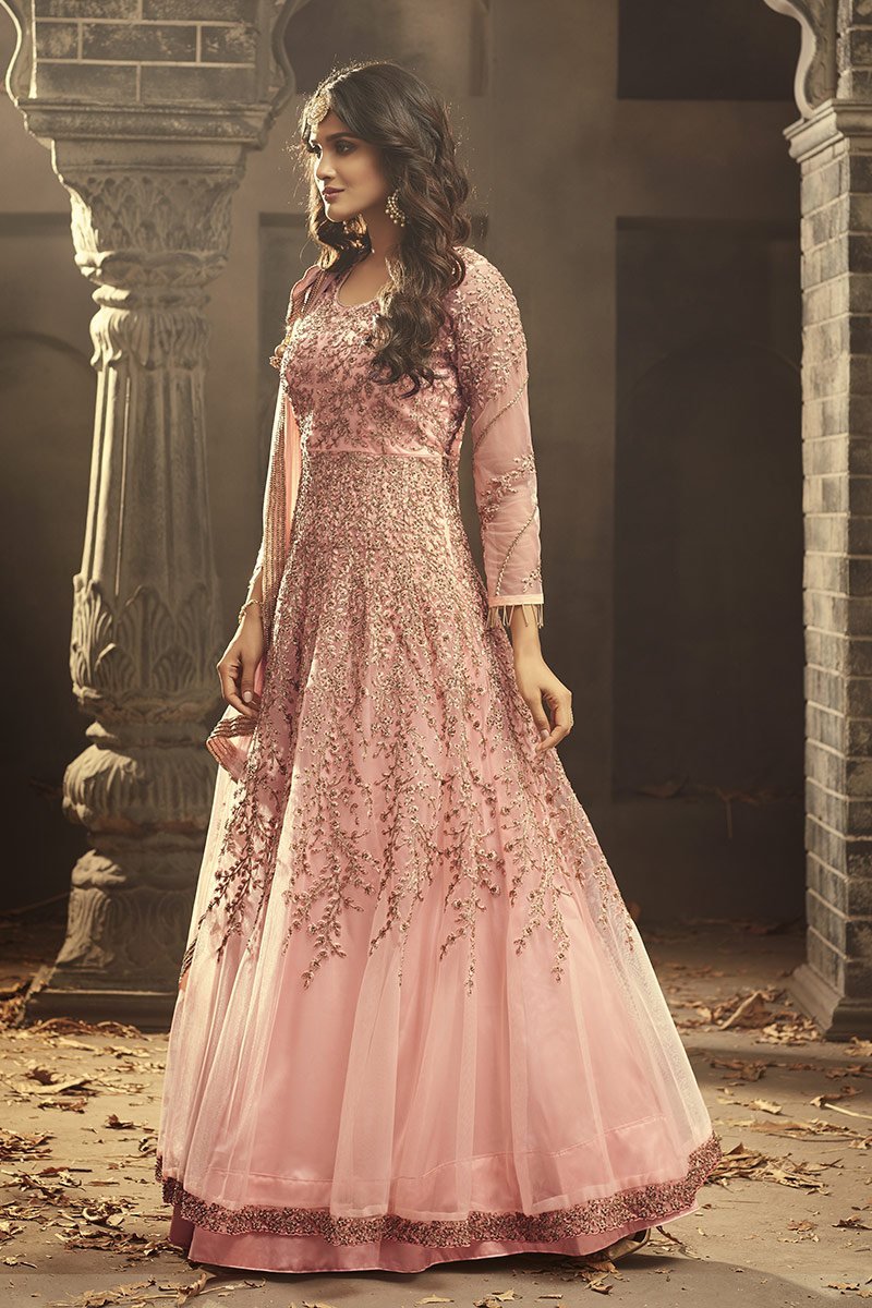 Lovely Pink Party Wear Anarkali Suit