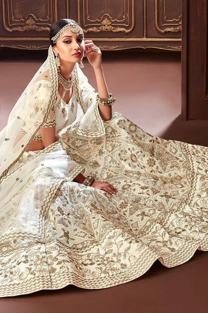 Off White Organza Silk Party Wear Lehenga set