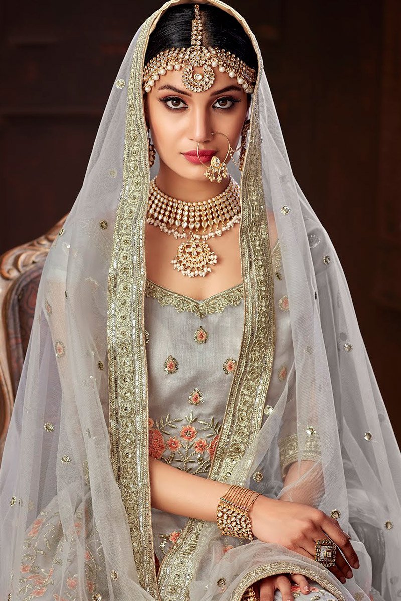 Silver Charm Organza Silk Party wear Lehenga Set