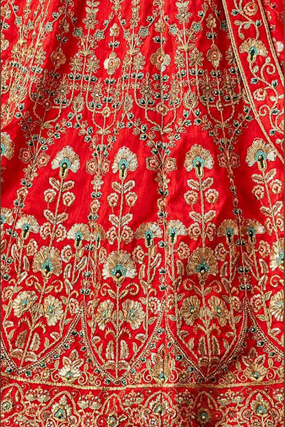 Red Silk Party Wear Lehenga Set