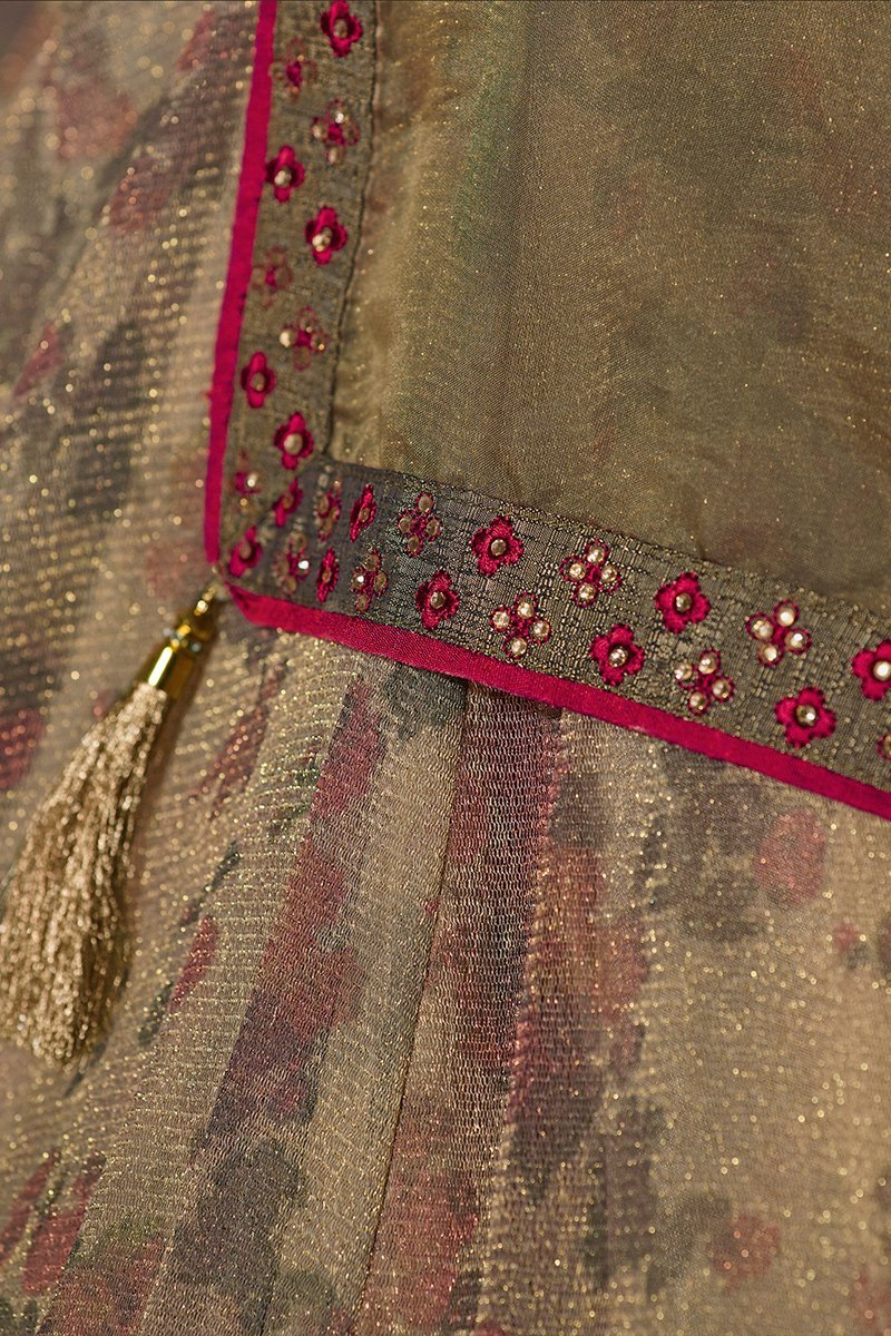 Greenish Grey Party Wear Anarkali Suit