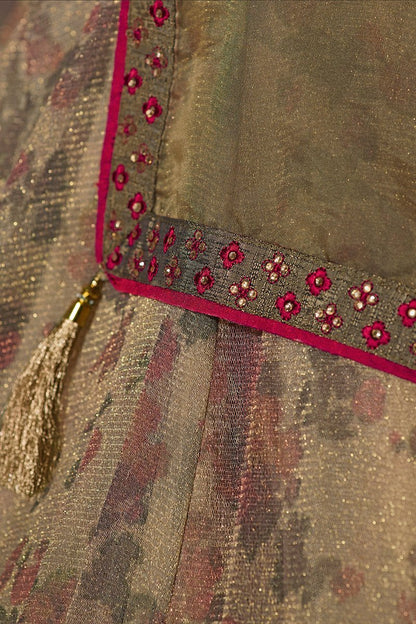 Greenish Grey Party Wear Anarkali Suit